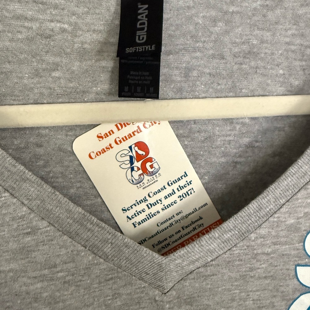 Gray V-Neck T-Shirt with San Diego Graphic - Picture 3 of 3